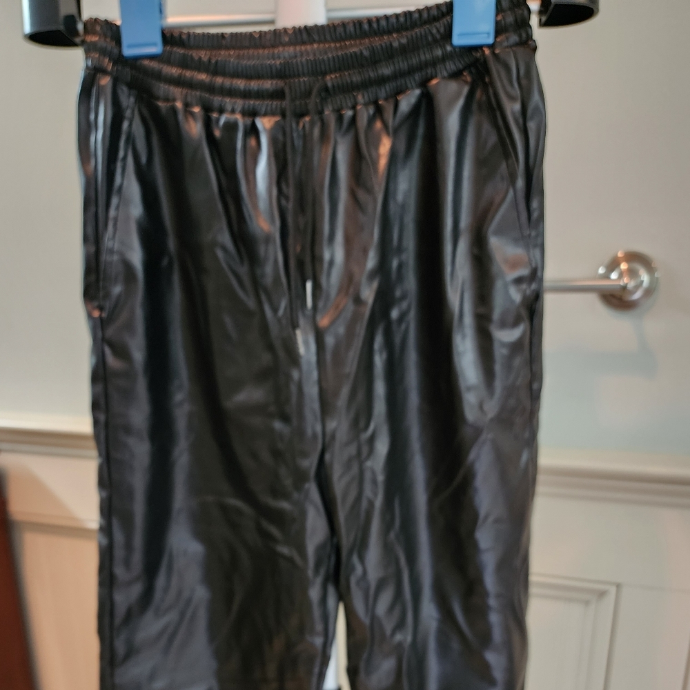 Faux leather joggers